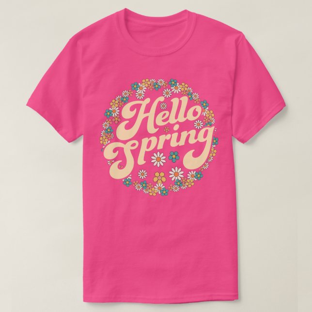 Camiseta Hola Primavera Trendy Pascua Daisy Flor Cute Flora (Diseño del anverso)