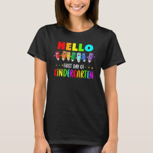 Camiseta Hola Primer Día De Jardín De Infantes Lápiz De Cer