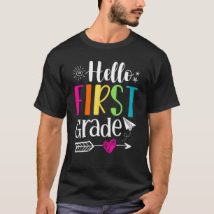 Camiseta Hola Primer Día De Primer Grado De Vuelta A La Esc