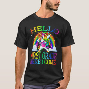 Camiseta Hola Primer Grado Aquí Vuelvo Unicorn A Scho