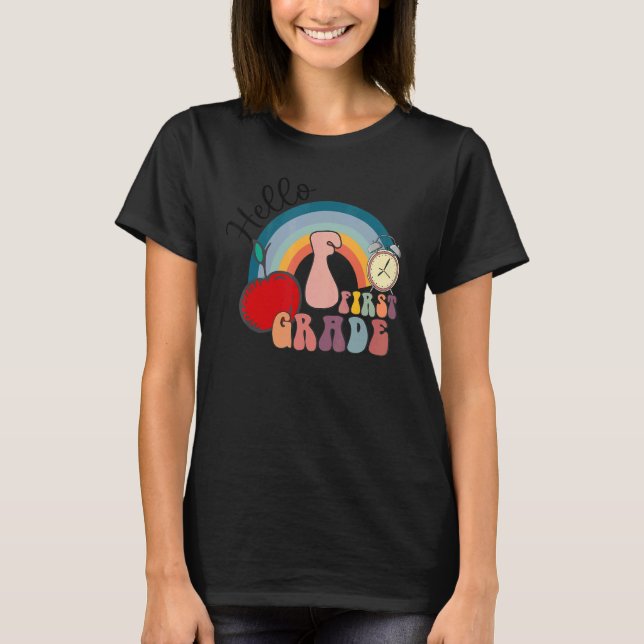 Camiseta Hola primer grado Arcoiris de primer grado de vuel (Anverso)