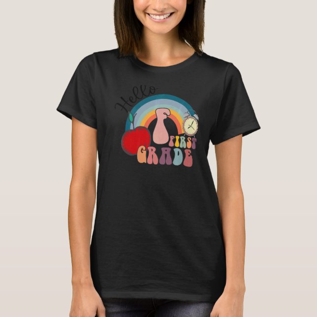 Camiseta Hola primer grado Arcoiris de primer grado de vuel (Anverso)