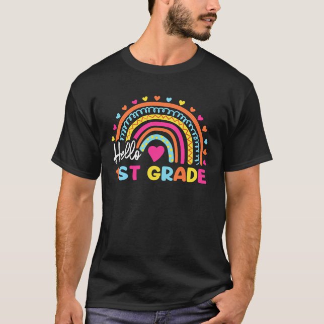 Camiseta Hola primer grado de arcoiris de primer grado de v (Anverso)