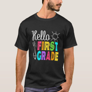 Camiseta Hola Primer Grado De Regreso A La Escuela Hombres