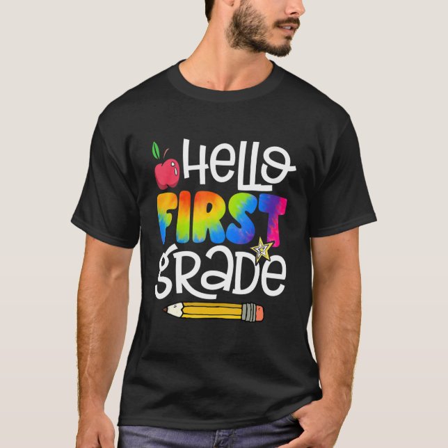 Camiseta Hola Primer Grado De Tye De Vuelta Al Profesor De  (Anverso)