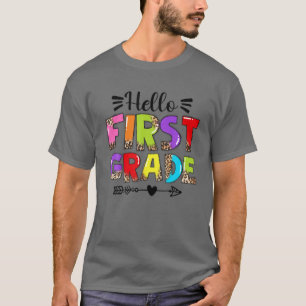 Camiseta Hola Primer Grado De Vuelta A La Escuela Leopard S