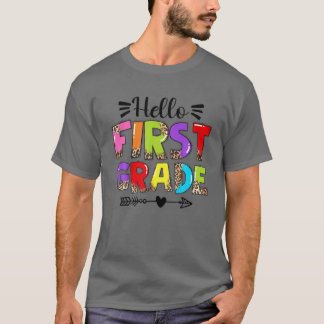 Camiseta Hola Primer Grado De Vuelta A La Escuela Leopard S