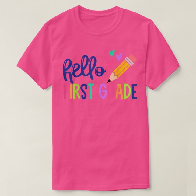 Camiseta Hola Primer Grado De Vuelta A La Escuela Maestra D (Diseño del anverso)