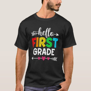 Camiseta Hola Primer Grado De Vuelta A La Escuela Primer Dí