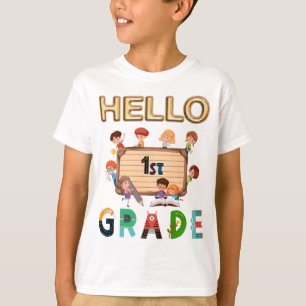 Camiseta Hola Primer Grado De Vuelta A La Escuela Primer Gr