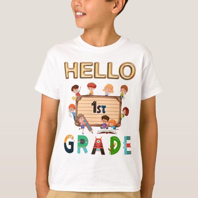 Camiseta Hola Primer Grado De Vuelta A La Escuela Primer Gr (Anverso)