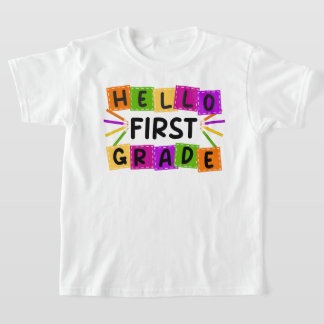 Camiseta hola primer grado de vuelta a la escuela retro