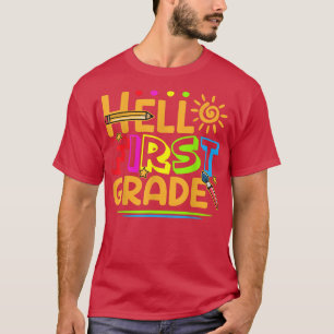 Camiseta Hola primer grado Diversión de camisas de primer g