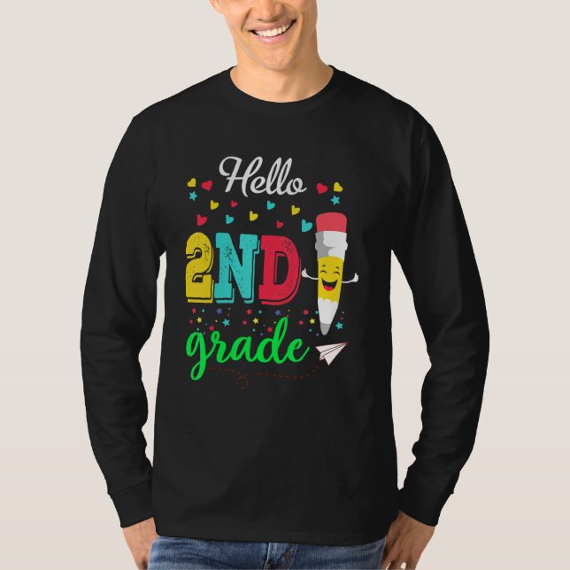 Camiseta Hola Primer Grado Feliz Primer Día De La Escuela E (Anverso)