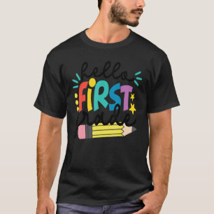 Camiseta Hola Primer Grado Feliz Primer Día Del Colegio De