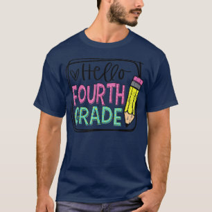 Camiseta Hola Primer Grado Lápiz de 4º Día; Feliz Primer Dí