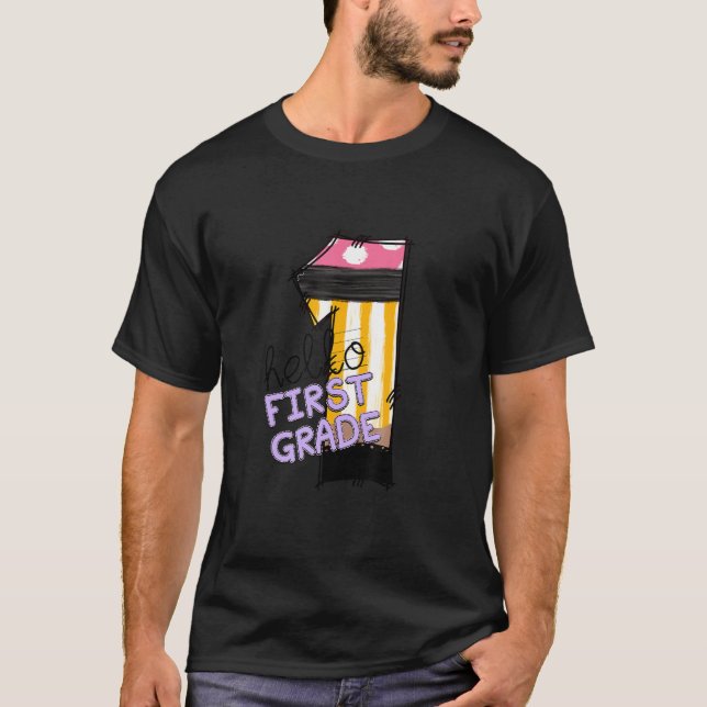 Camiseta Hola Primer Grado Primer Día De La Escuela (Anverso)