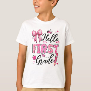 Camiseta Hola Primer Grado Primer Día De La Escuela Coquett