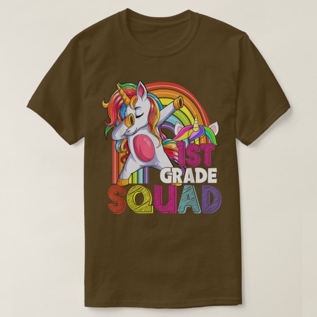 Camiseta Hola, primer grado Tee Unicorn Arcoiris de vuelta  (Diseño del anverso)