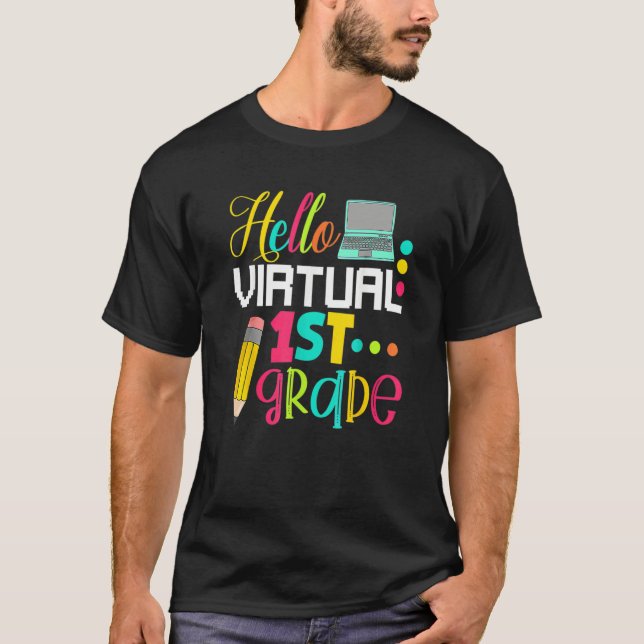 Camiseta Hola primer grado virtual de vuelta a la escuela 2 (Anverso)