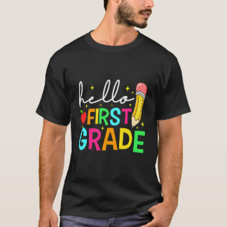 Camiseta Hola Primer Grado Vuelta al Colegio Niños Arcoíris