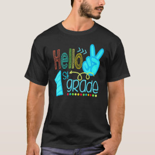 Camiseta Hola Primer Primer Grado De Maestría Primer Día De