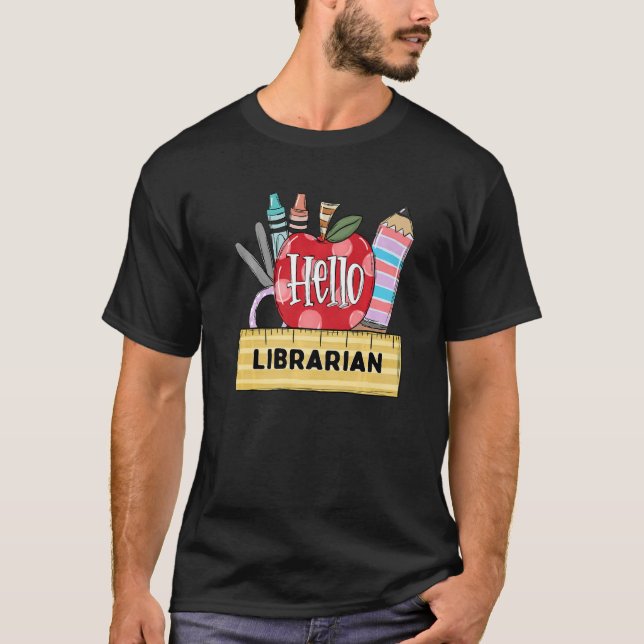 Camiseta Hola profesor bibliotecario de Apple (Anverso)