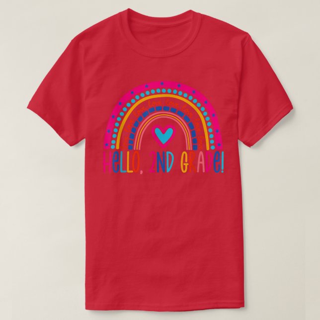 Camiseta Hola profesor de 2º grado Rainbow Segundo grado de (Diseño del anverso)