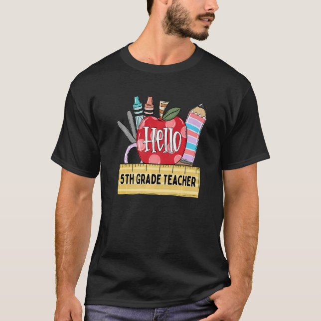 Camiseta Hola profesor de 5º grado de Apple Teacher (Anverso)