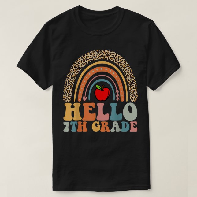 CAMISETA HOLA, PROFESOR DE 7º GRADO LEOPARD RAINBOW DE VUEL (Diseño del anverso)