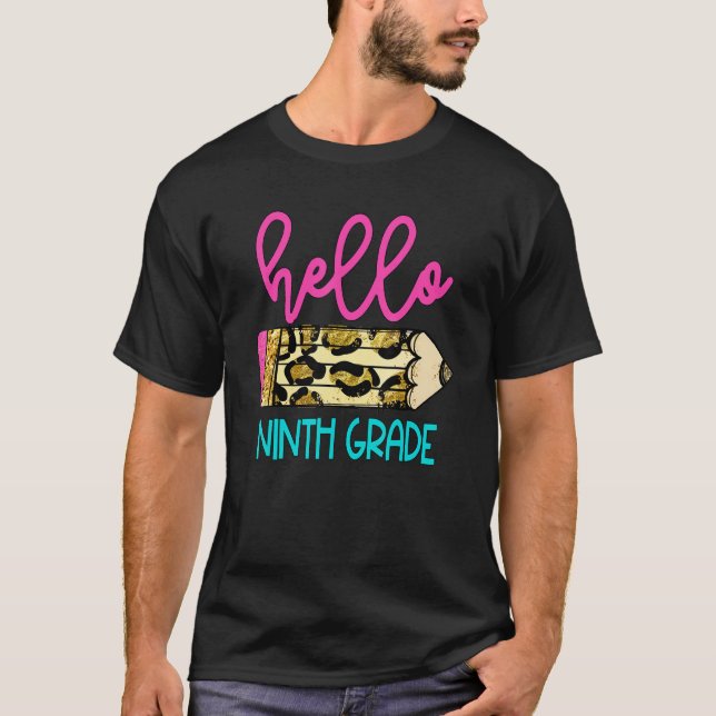 Camiseta Hola profesor de 9° grado de Leopard Pencil Cute (Anverso)
