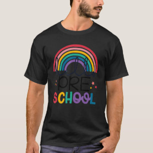 Camiseta Hola profesor de arco iris retro preescolar, peque