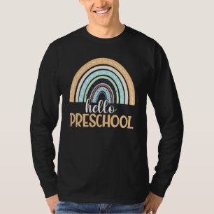 Camiseta Hola Profesor De Arcoiris De Boho De Preescolar De