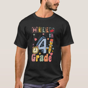 Camiseta Hola profesor de cuarto grado de arcoiris de cuart