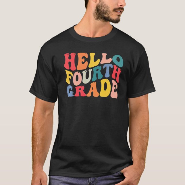 Camiseta hola profesor de cuarto grado de vuelta al centro  (Anverso)
