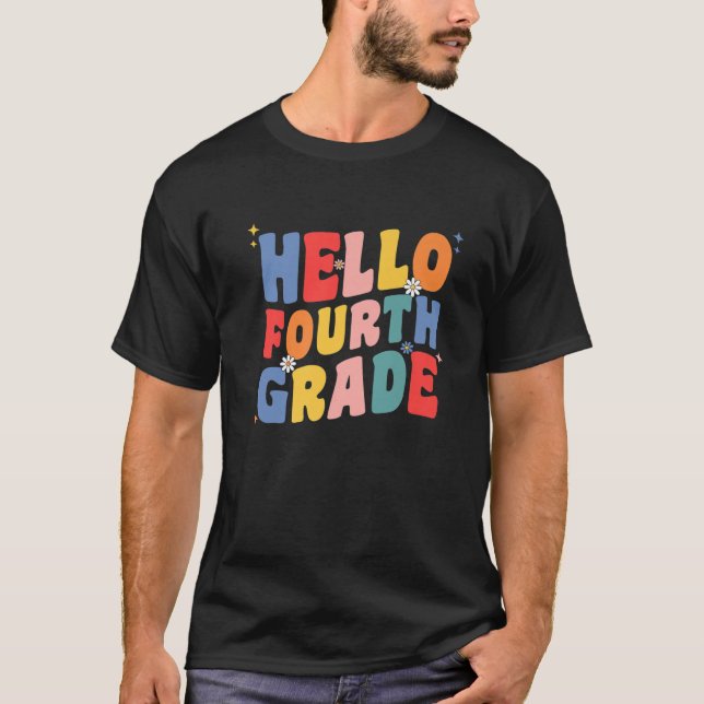 Camiseta Hola profesor de cuarto grado Niños Groovy Retro H (Anverso)