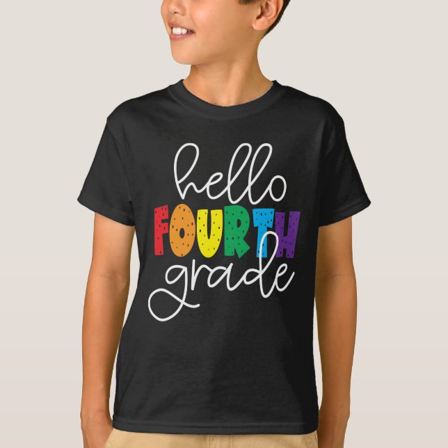 Camiseta Hola profesor de cuarto grado T-S de cuarto grado (Anverso)