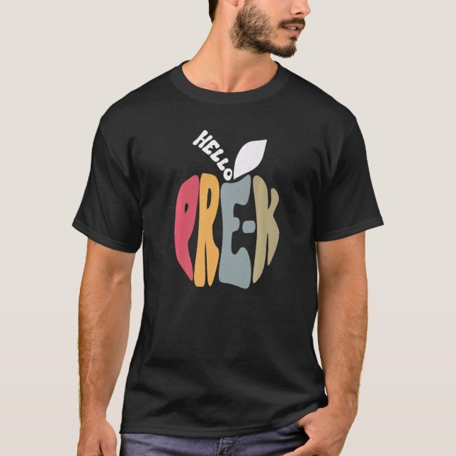 Camiseta Hola, profesor de educación preescolar Apple vuelv (Anverso)