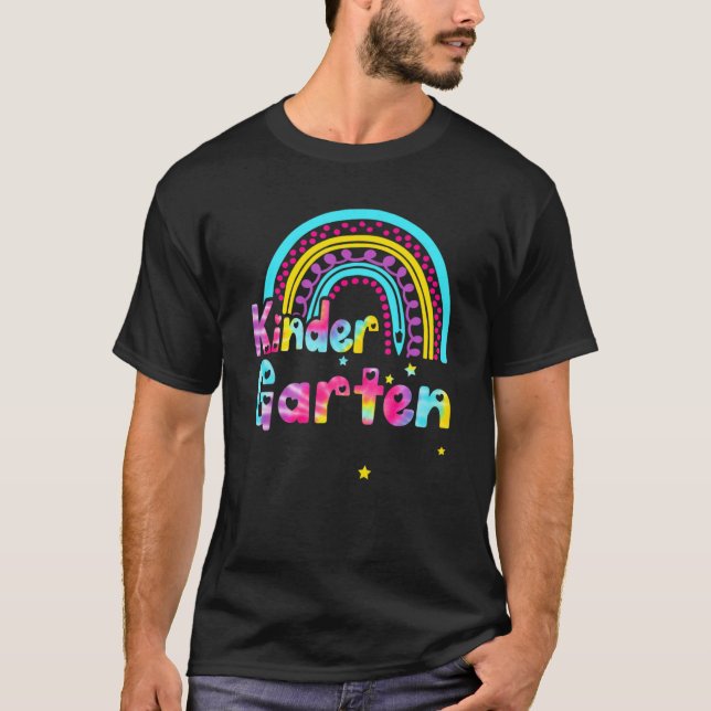 Camiseta Hola profesor de guardería, Tie Dye Rainbow, de vu (Anverso)