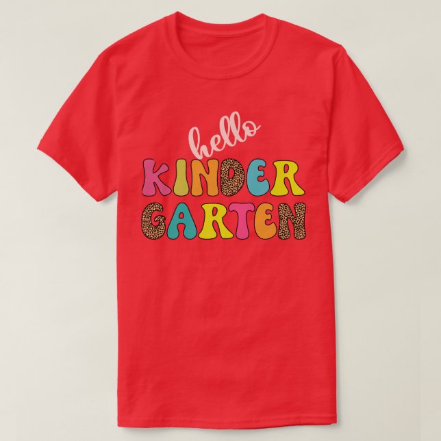 Camiseta Hola, profesor de Kinder Garten de vuelta a la esc (Diseño del anverso)