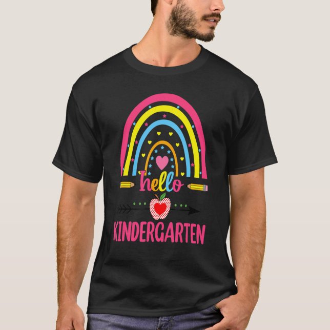 Camiseta Hola profesor de kindergarten Imprimir arcoiris Ap (Anverso)