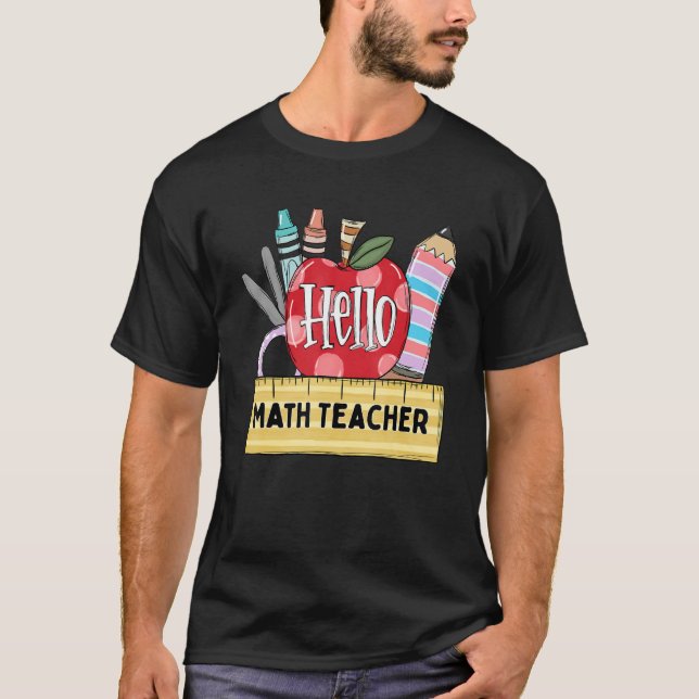 Camiseta Hola Profesor de Matemáticas    Profesor de Manzan (Anverso)