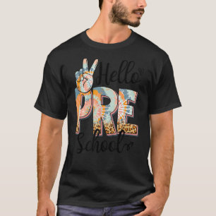 Camiseta Hola Profesor De Preescolar Boho Leopard Primer Dí