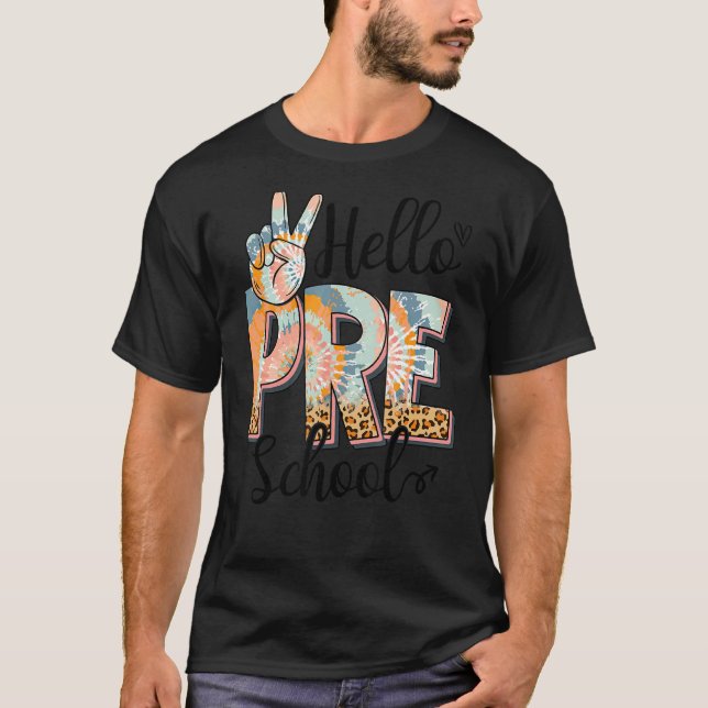 Camiseta Hola Profesor De Preescolar Boho Leopard Primer Dí (Anverso)