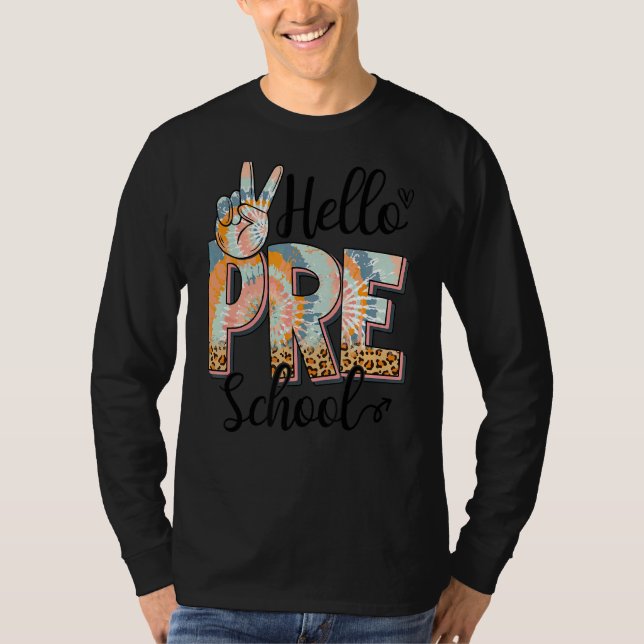 Camiseta Hola Profesor De Preescolar Boho Leopard Primer Dí (Anverso)