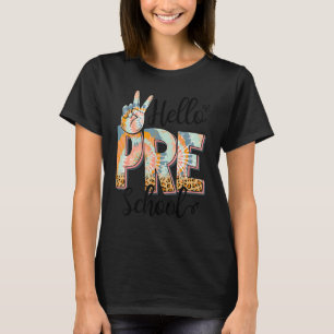 Camiseta Hola Profesor De Preescolar Boho Leopard Primer Dí