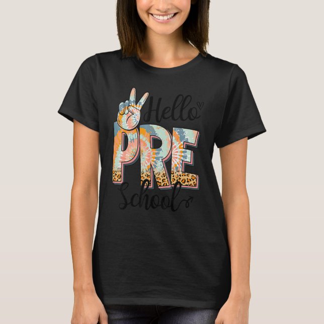Camiseta Hola Profesor De Preescolar Boho Leopard Primer Dí (Anverso)