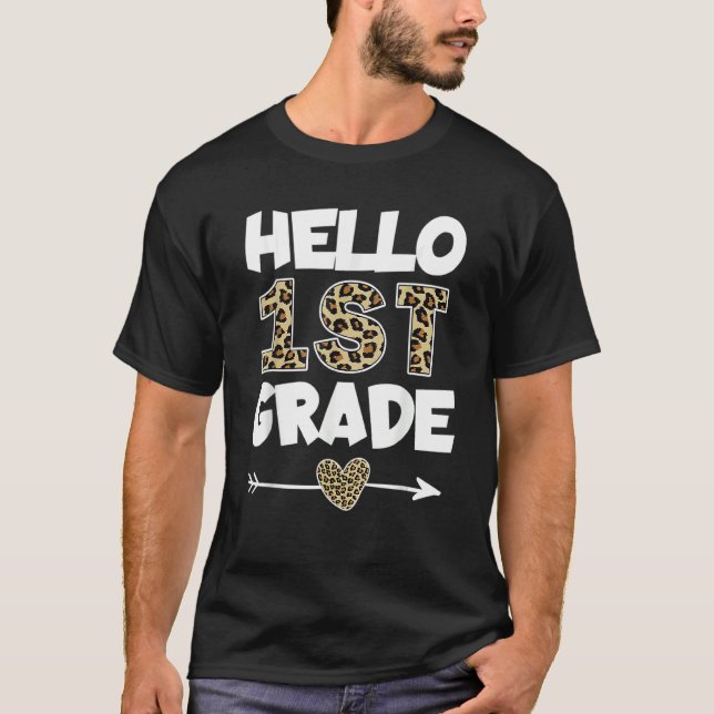 Camiseta Hola profesor de primer curso de Leopardo de prime (Anverso)