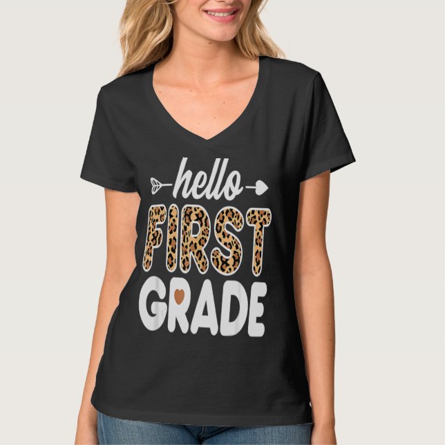 Camiseta Hola profesor de primer curso de Leopardo de prime (Anverso)