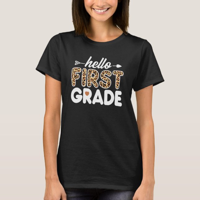 Camiseta Hola profesor de primer curso de Leopardo de prime (Anverso)